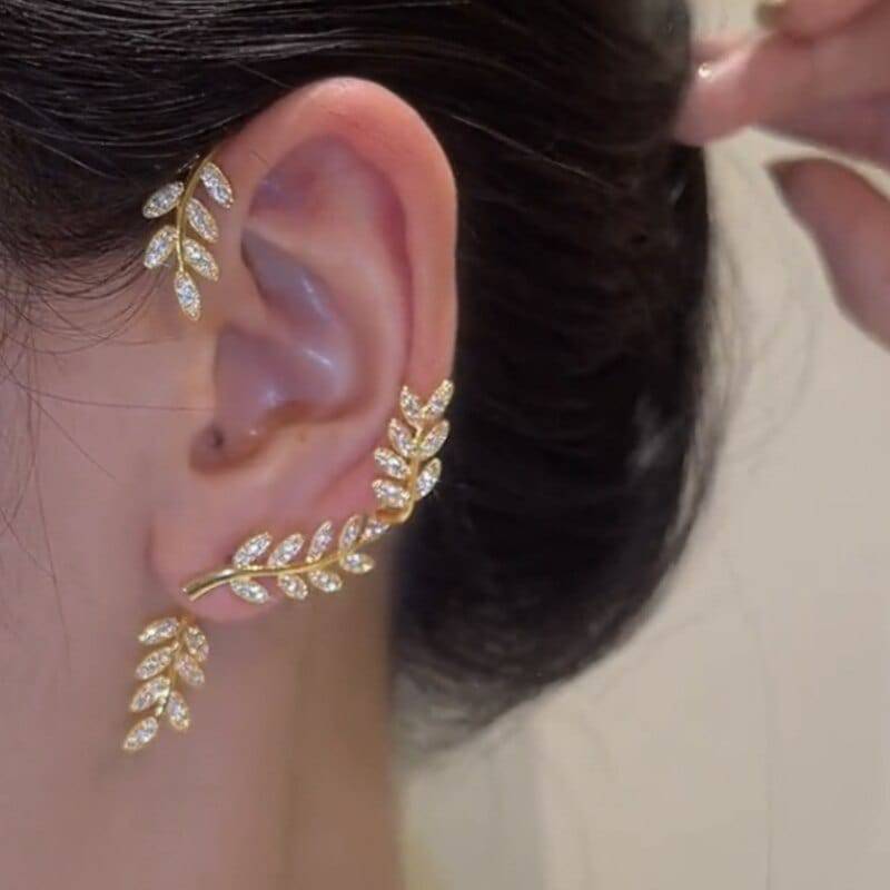 The Erica Leaf Cuff Earrings