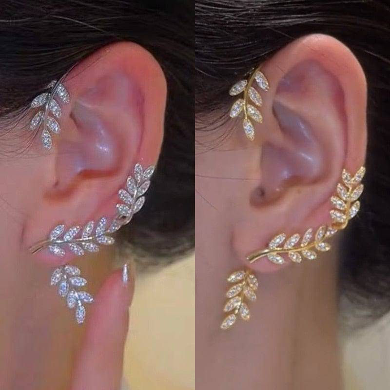 The Erica Leaf Cuff Earrings